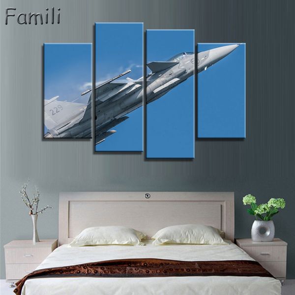 

cuadros painting by numbers 4pcs/set modern fighter aircraft canvas painting combat wall picture art for living room unframed