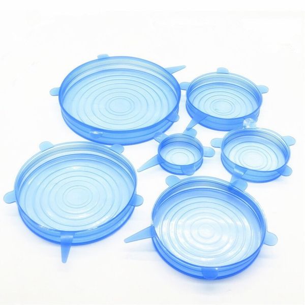 

6 шт силиконовые stretch люки многоразовый герметичная еды wrap covers хранение свежее seal bowl эластичный wrap крышки кухни посуда