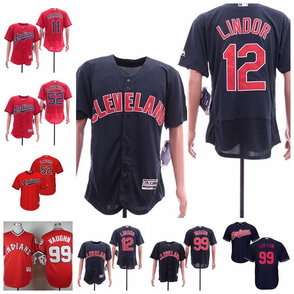 

2019 new men's cleveland francisco lindor jersey indians ricky vaughn mike clevinger jose ramirez blue navy red cool flex base jerseys, Blue;black