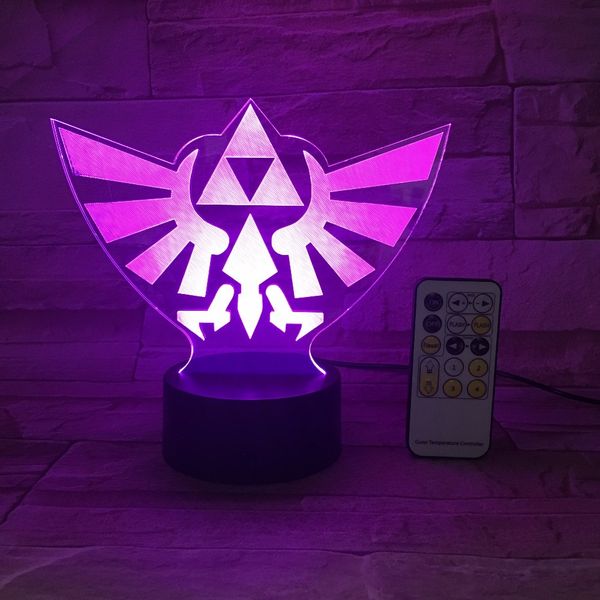 

the legend of zeldas triangle 3d usb led night light 7colors illusion lamp touch or remote control kids living bedroom desk lamp