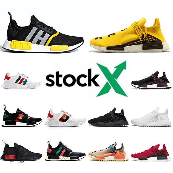 

stock x pharrell williams 2020 new nmd human race shoes r1 mens womens running shoes triple black white human races designer shoes sneakers