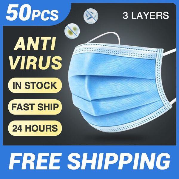 

одноразовая маска для лица 10/20 / 50шт защитная маска satety маска против загрязнения респиратор рот маски pm2. 5 3 слоя эластичная ушная м