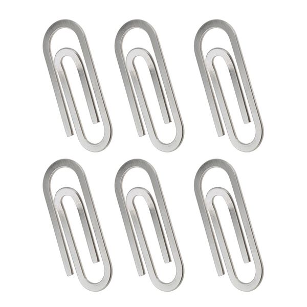 

6pc metal paper clips metal steel stationery paper school office money clip