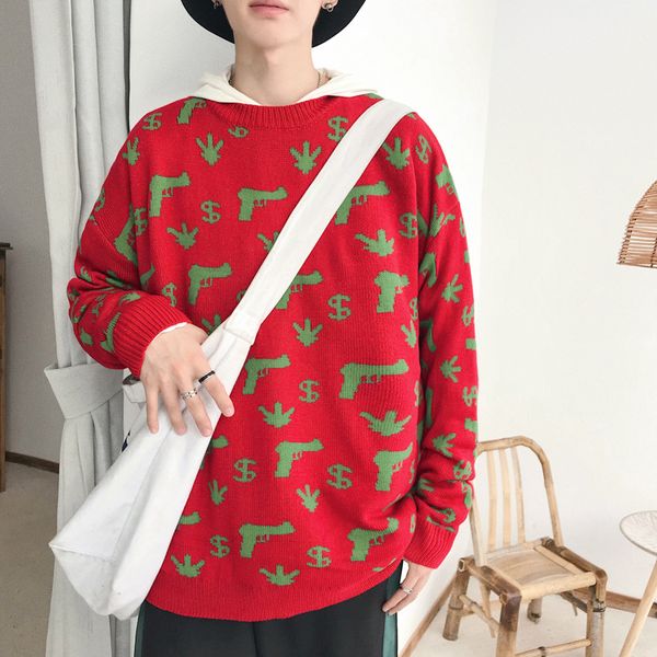 

2019 winter men's round neck knitting coats in warm cashmere woolen sweaters casual brand pullover v-neck sleeve single man knit, White;black