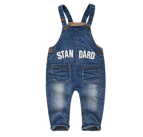 

0-2y new 2019 spring boys denim pant 1pc washed casual baby boy bodyjump infant denim overall cartoon kids jeans, Blue