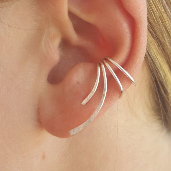 

pinjeas climber earrings handmade cuff earring crawler bar pins sweep oorbellen minimalist clip on earring gift for women, Silver