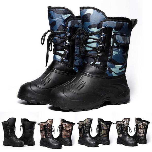 

2020 men boots winter snow boots for men shoes thick plush waterproof slip-resistant keep warm winter shoes plus size, Black