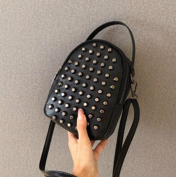 

designer women mini rivet bucket single shoulder bag luxury girl small crossbody bags fashion rivet handbag 7