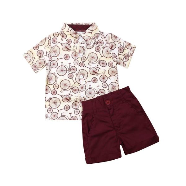 

лето 2pcs малышей детские детские мальчики printed велосипед одежда футболки топы + шорты брюки наряды 1-6y, White
