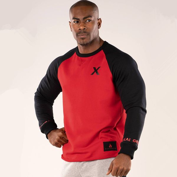 

new men spring autumn cotton sweatshirts casual fashion patchwork pullover male gyms fitness joggers workout brand clothing, Black