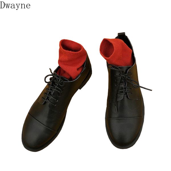 

small shoes female 2019 autumn new korean version of the wild lace flat english wind brogue shoes, Black