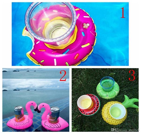 

float flamingo cup holder coasters inflatable drink holder for swimming pool air mattresses pineapple donut for cup