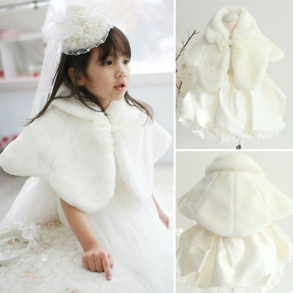 

children girls winter fashion thicken warm plush wraps scarf white poncho pashmina faux fur cape wraps outerwear clothes, Blue;gray