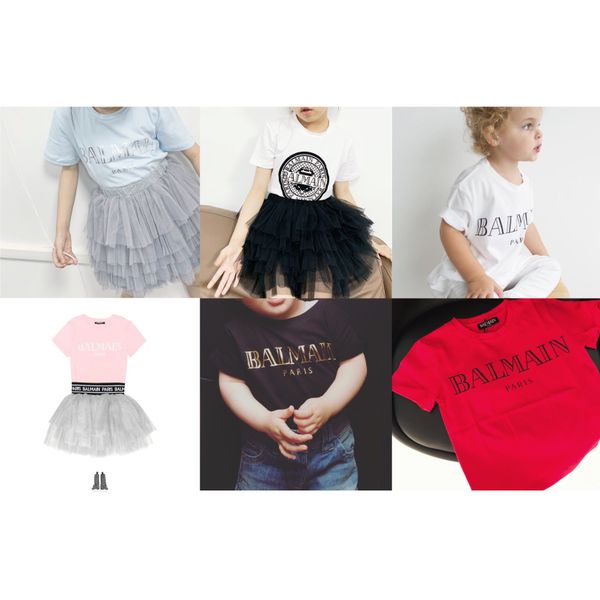 

kids designer t shirt boys luxury letter t-shirt girls brand tees fashion kids clothes 6 styles short sleeves for 2019 summer new, Blue