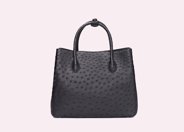

32cm black o trich real leather handbag tote bag