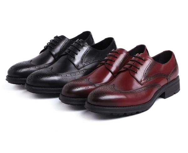 

purple red white men shoes work wear style round toe soft-sole cowhide wedding fashion oxfords homme with box, Black
