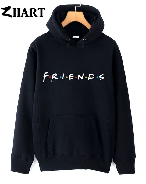 

friends tv show logo letter alphabet couple clothes boys man male autumn winter fleece hoodies, Black