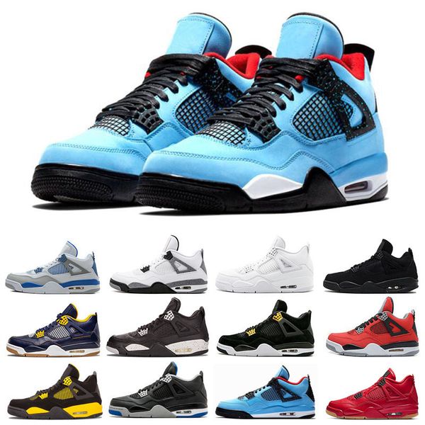 

2019 bred 4 basketball shoes sneakers men mens thunder White Cement Pure Money Bred Royalty Game Royal 4s Sports shoes US 7-13
