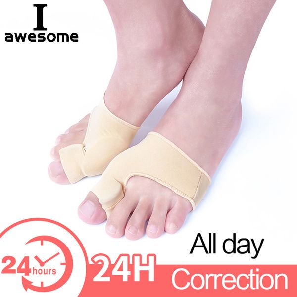 

new 1pair adjuster silicone pad hallux valgus ortc correction sleeves foot care bunion big toe separators corrector sleeves, Black