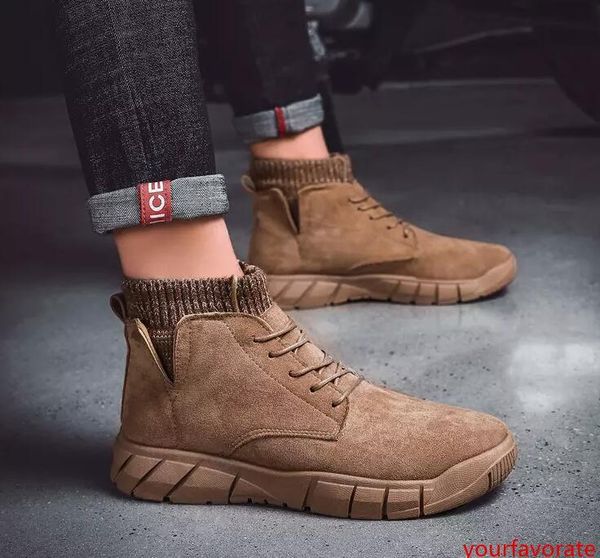 

fly men boots patchwork knit winter boots designer outdoor ankle martin boots brown black sneakers size 40-44