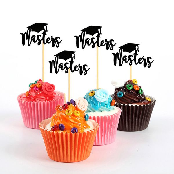 

graduation season bachelor hat cake insertion card cake er flag birthday party baking cupcake decoration supplies 12pcs