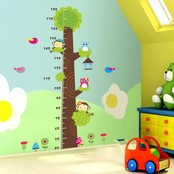 

New arrival Owls Monkey Tree Height Chart Kids Growth Measurement Nursery Wall Sticker Decal asd