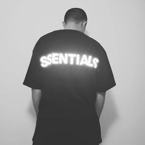 

2020 19ss essentials fog 3m reflective logo tee casual short sleeve men women fashion street skateboard summer cool t-shirt hflstx492, White;black