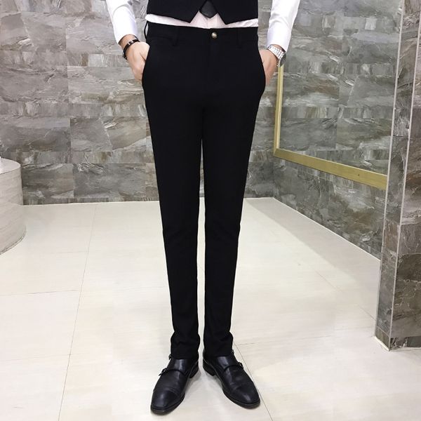

solid color new men suit pants blue black purple fashion men casual trousers high quality business banquet dress pant, White;black
