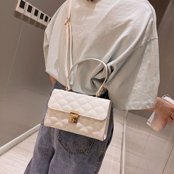 

crossbody single shoulder bag rhombus lattice rectangle handbag with strap for women c55