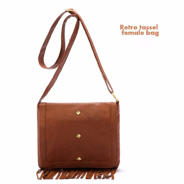 

vintage leather handbags women messenger bags designer crossbody shoulder bag tassel ladies hand bags small bucket purses