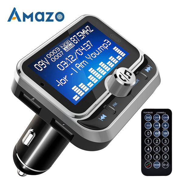 

car fm transmitter bluetooth mp3 music player audio receiver dual usb qc 3.0 charger u disk reader 1.8 inch display handsfree
