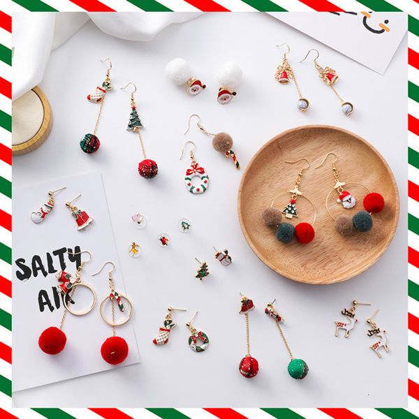 

sp&city christmas santa claus tree women earrings personality fluff ball hoop earrings tassels silver 925 jewelry girl