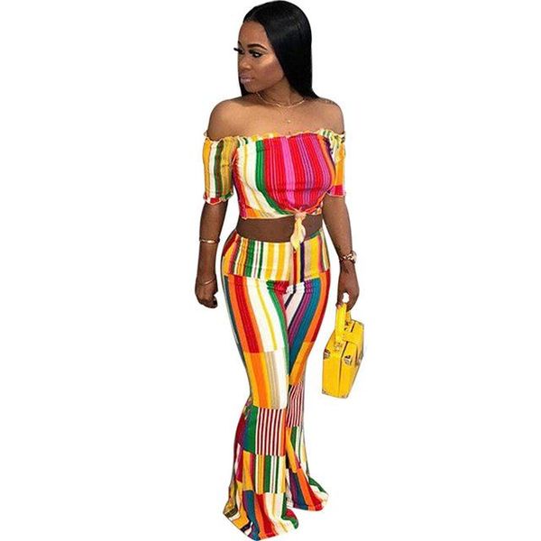 

women summer printed short sleeve bodycon blouse shirt full wide leg pants suits tracksuits two piece outfits female harajuku, Gray