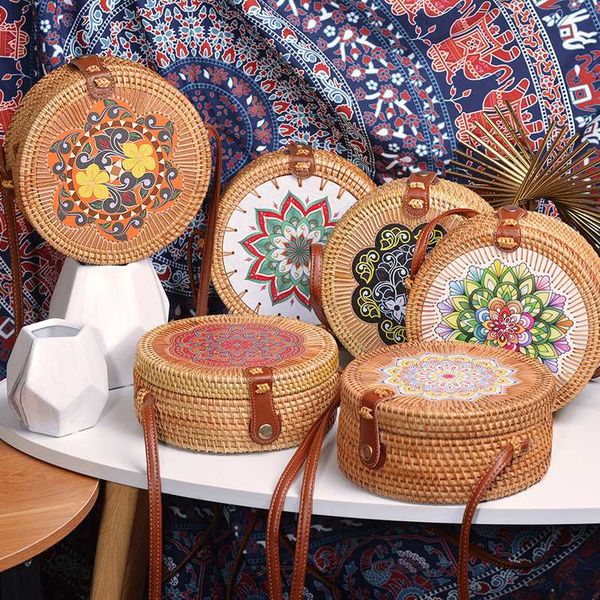 

vintage beach straw bag women mini handbag handmade woven rattan crossbody bags for women 2020 summer bali bohemian shoulder bag