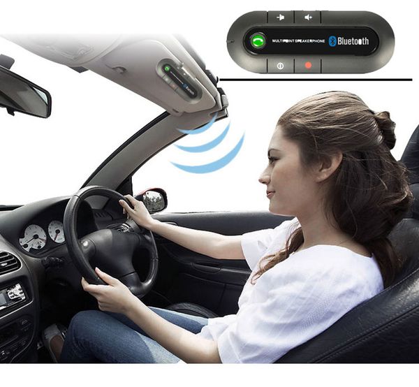 

handscalling bluetooth car kit wireless bluetooth speaker phone mp3 music player sun visor clip speakerphone fm transmitter
