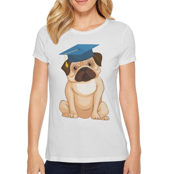 

ladies pug graduation gifts fashion t-shirt printing fun cotton shirt slim short-sleeved im a pug-i-corn yuga pug mom paw celebration of, White