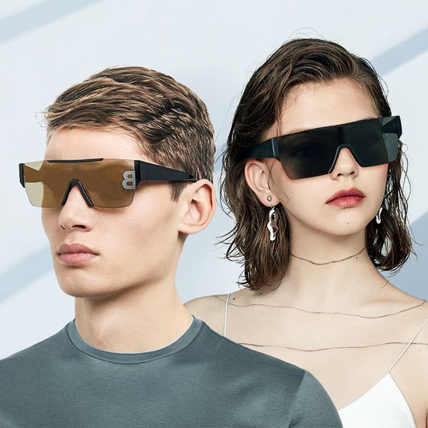 

men women retro polarized sunglasses one-piece eyewear goggles letter printed refletive vintage sun glasses one piece unisex, White;black