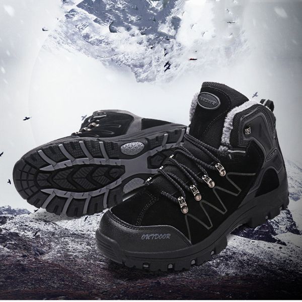 

water resistant men hiking shoes waterproof trekking pu leather shoes new breathable climbing outdoor with fur lining