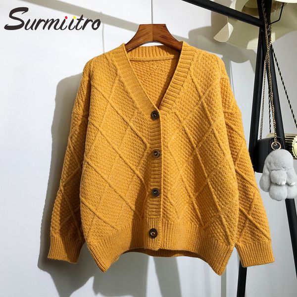 

surmiitro coarse knitted cardigan women 2019 autumn casual korean ladies long sleeve winter sweater tricot coat jacket female, White