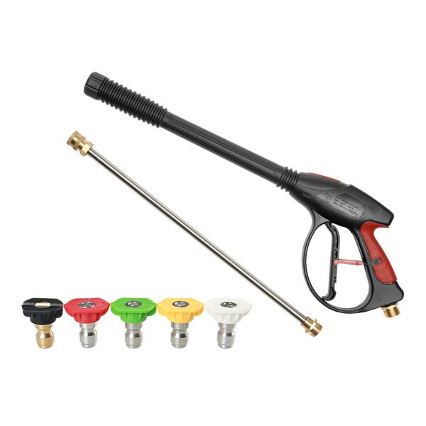 

4000 psi spray gun car high pressure washer gun with 19'' extension wand 4 quick connect nozzles 1 soap nozzle for home washer