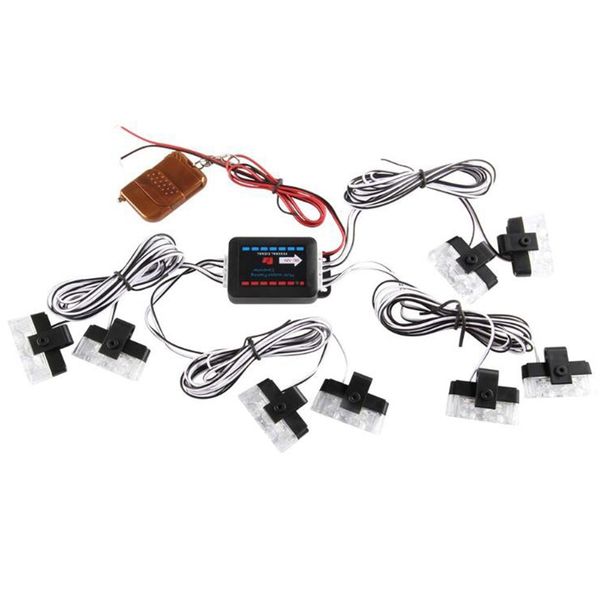 

8x2led 8 in 1 remote control 12v emergency strobe warning light flashing grilles light for car truck drl ambulance