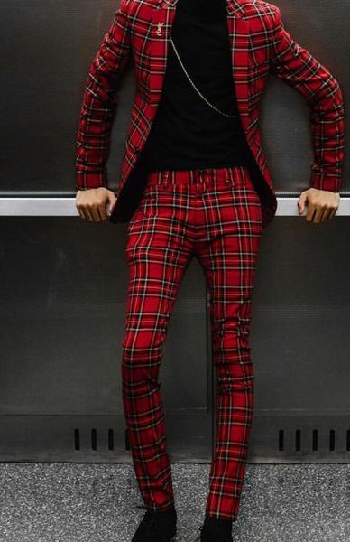 Отлично Slim Fit Подходит Жених Смокинги Checker Man Деловые Костюмы Пиджак Мужчины Выпускного Вечера Пальто Брюки Наборы (Куртка + Брюки + Галстук-бабочка) K42