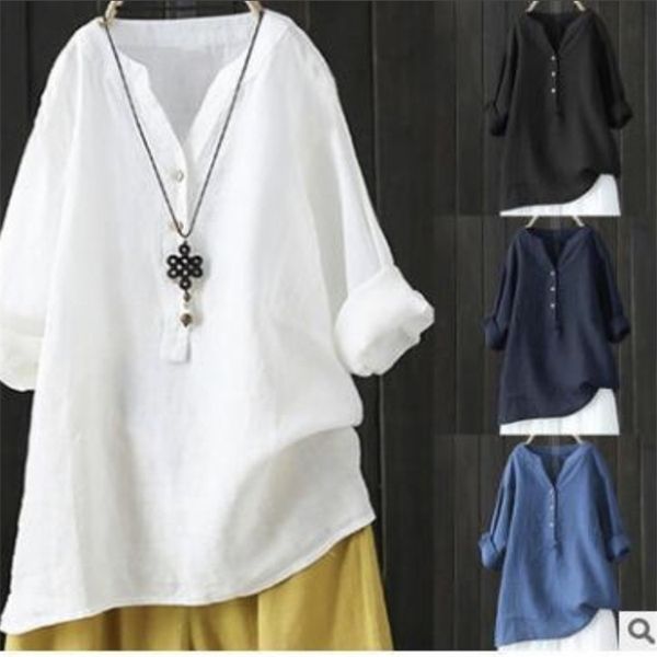 

loose pure color coat linen female loose pure color coat t-shirt linen female t-shirt, White