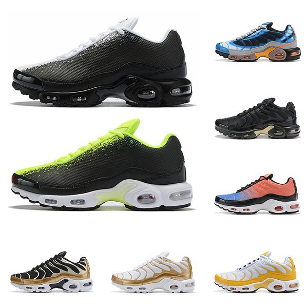 

2019 Tn Mercurial Plus men running shoes volt black white rainbow green gold fashion mens trainers breathable sports sneakers size 40-45