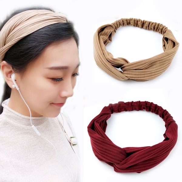 

women spring autumn suede headband hair accessories soft solid girls hairband vintage cross knot elastic hair bands