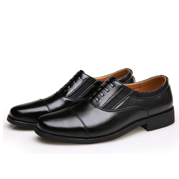 

autumn luxury men dress shoes round toe slip-on mans footwear business british leather wedding male social shoes oxfords formal, Black