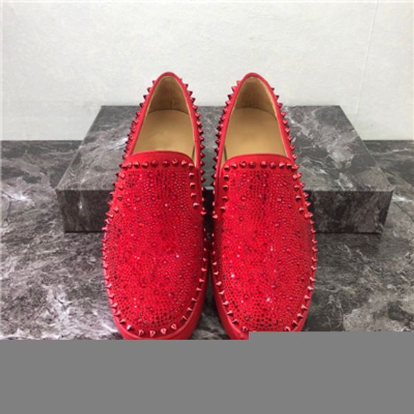 

2020 men women casual shoes designer red bottoms studded spikes fashion insider sneakers red leather low boots t01, Black