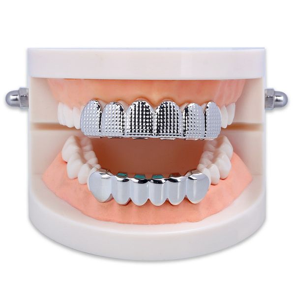 

men's hip hop teethgrillz fang bottom teeth grillzs set hollow teeth grillz rapper jewelry gold black rose