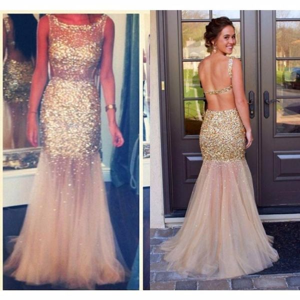 

2020 новый кристалл золото тюль длинные вечерние платья сексуальная спинки блесток лиф русалка формальный выпускной вечерние платья vestidos, Black;red