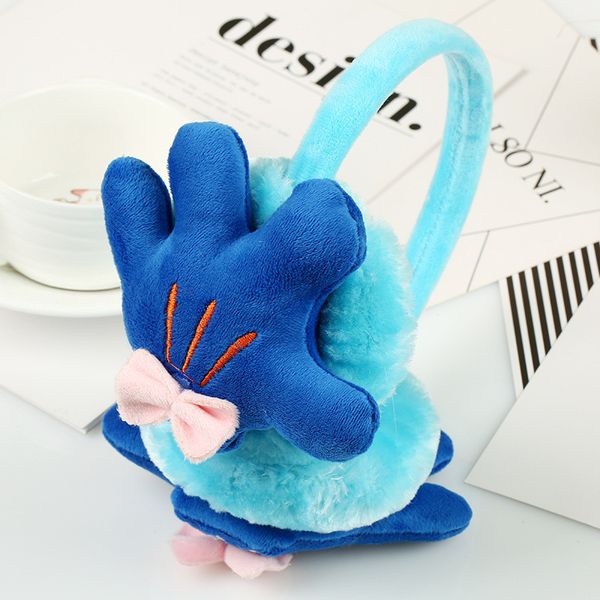 

cute cartoon palm shape winter faux fur earmuffs for kids children warm soft plush ear cover girls boys ear warmer, Blue;gray